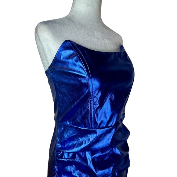 superdown Nellie Strapless Dress in Blue Medium New Womens Vegan - Picture 7 of 9